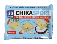 CHIKALAB Chika Sport White Protein Chocolate with almonds and coconut chips