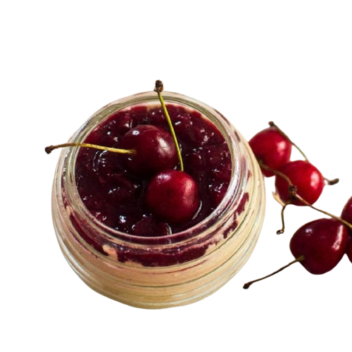 Homemade panna cotta with cherry