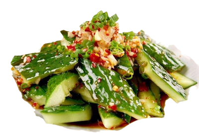 Homemade lightly salted smashed cucumbers