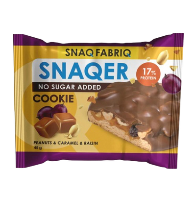 SNAQER Protein Cookie with Carmel, Peanuts and Raisins