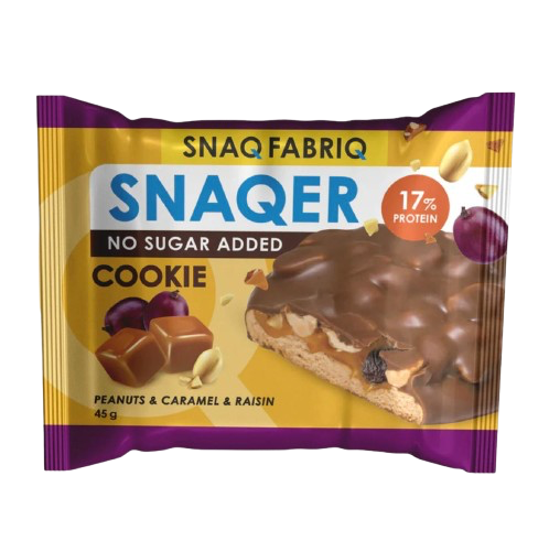 SNAQER Protein Cookie with Carmel, Peanuts and Raisins