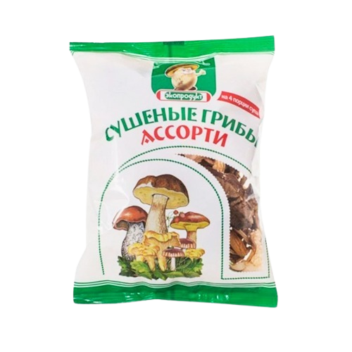 Dried mushrooms "Assorted Dried "(White,Aspen,Chanterelles), Eco product, 50g