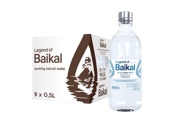 Bottled natural mineral water "Legend of Baikal" CARBONATED 9x500ml