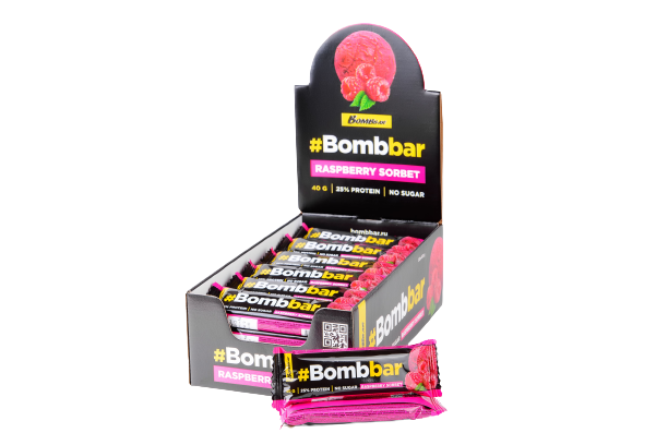 BOMBBAR Glazed bar  Raspberry sorbet 40 g x 12