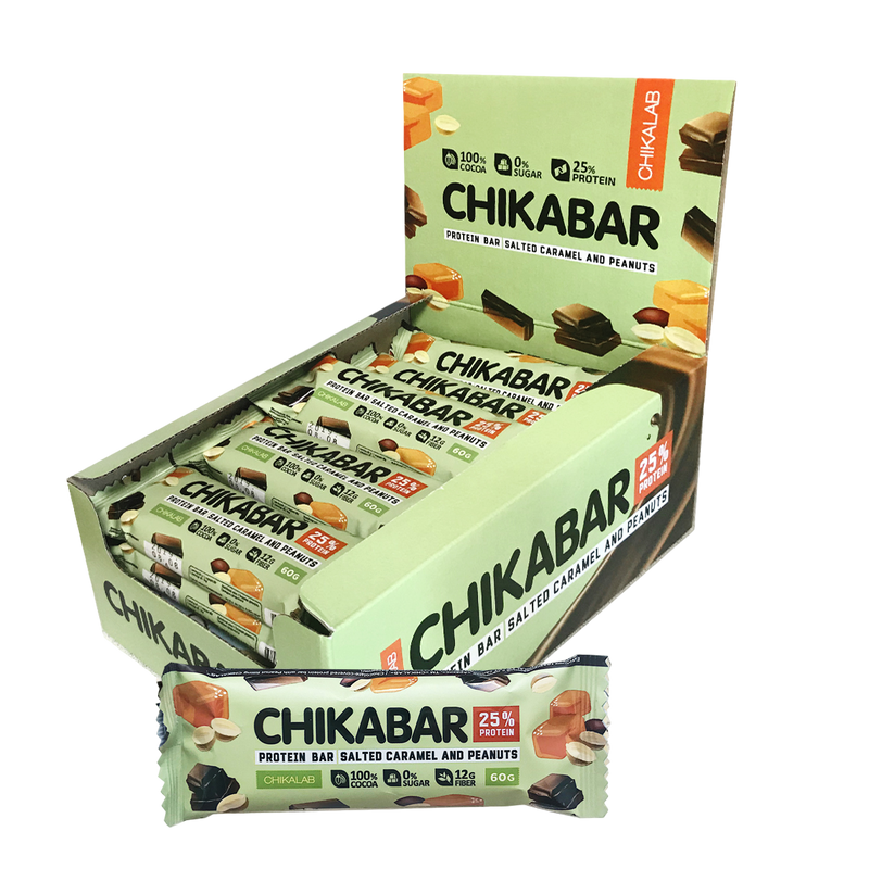 CHIKALAB Chocolate covered protein bar with filling  Salted Caramel With Peanuts 12 pcs