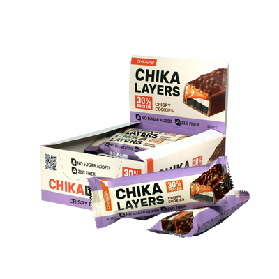CHIKALAB Chocolate covered protein bar with filling Crispy Cookies With Double Chocolate 12pcs