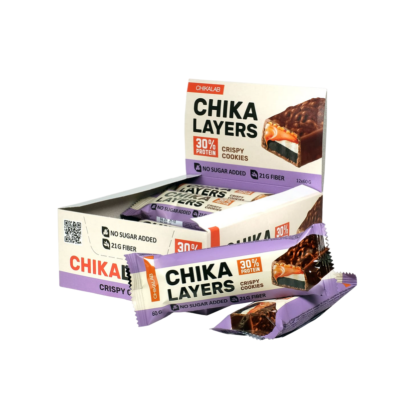 CHIKALAB Chocolate covered protein bar with filling Crispy Cookies With Double Chocolate 12pcs