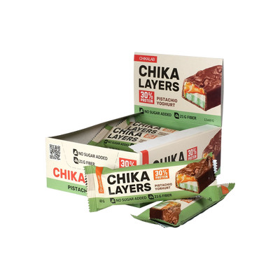 CHIKALAB Chocolate covered protein bar with filling Pistachio Yoghurt 12 pcs
