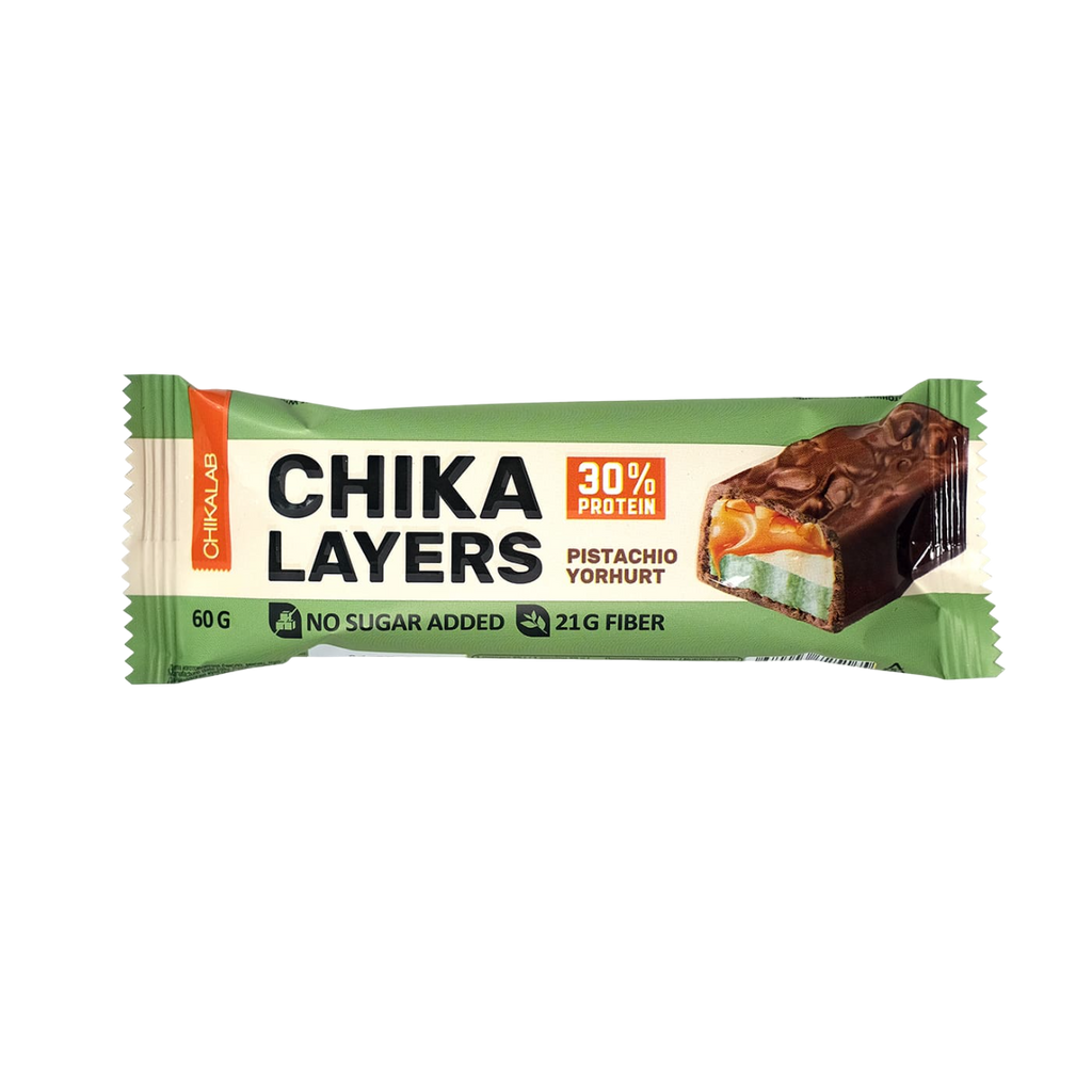 CHIKALAB Chocolate covered protein bar with filling Pistachio Yoghurt 60g