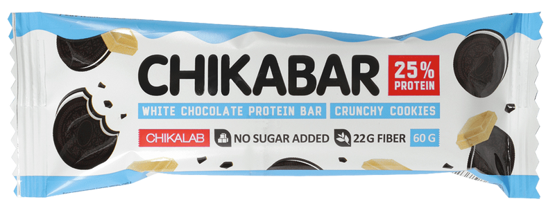 CHIKALAB Chocolate covered protein bar with filling  CRUNCHY COOKIES