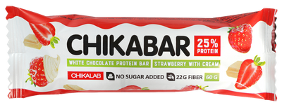 CHIKALAB Chocolate covered protein bar with filling  STRAWBERRY WITH CREAM