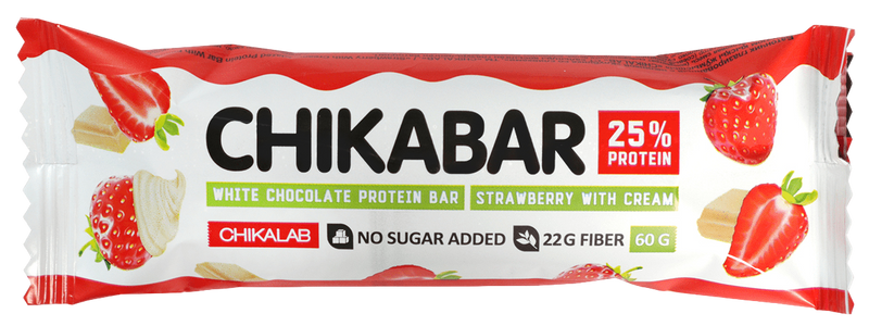 CHIKALAB Chocolate covered protein bar with filling  STRAWBERRY WITH CREAM