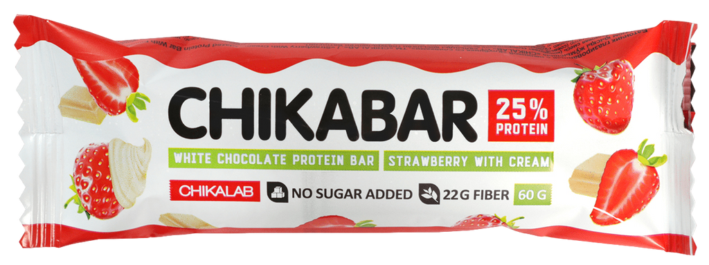 CHIKALAB Chocolate covered protein bar with filling  STRAWBERRY WITH CREAM 60g