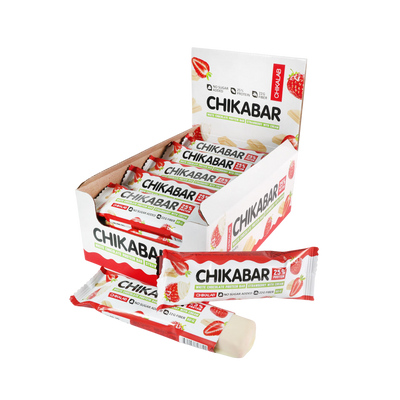 CHIKALAB Chocolate covered protein bar with filling STRAWBERRY WITH CREAM 12 pcs