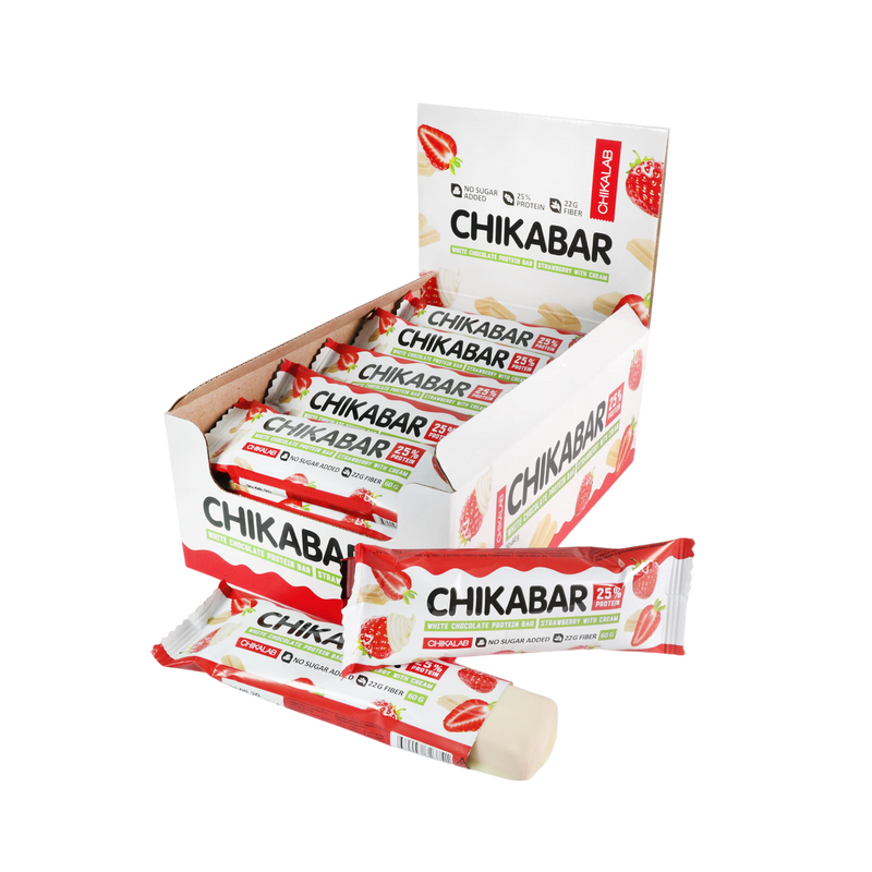 CHIKALAB Chocolate covered protein bar with filling STRAWBERRY WITH CREAM 12 pcs