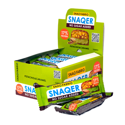 SNAQ FABRIQ Glazed bar Pictachio with caramel 12pcs